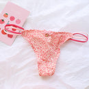 Cute Girls Ladies Mesh T-Back T-String Thongs Sexy Panties Transparent Strawberry Cherry Low-Waisted Seamless Underwear Women
