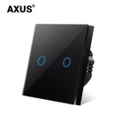 AXUS EU Touch Switch Power Led Panel Wall Light Switches Tempered Black White Crystal Glass 1/2/3 Gang Interruttore AC100-240V