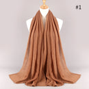 2021 NEW Flocked Bubble Cotton Scarf Hijabs For Muslim Women Soild Color Breathable Islamic Headscarf Arab Head Scarves