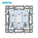 SRAN F6 Series White Crystal Tempered Glass Panel Light switch eu french wall socket usb tv rj45 rj11 Sensor switch Module DIY