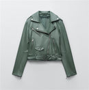 Spring and Autumn 2022 belt detachable epaulet motorcycle jacket leather jacket