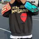 Graffiti Letter Foam Plus Velvet Sweatshirts Men and Women Harajuku Oversized Fleece Hoodie Hip Hop Stranger Things Hooded Hoody