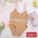2PC Underwear Set Women Seamless Bra Set Wireless Bra Sexy High Waisted Female Underpants Comfortable Basic Bralette Lingerie