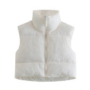 Puffy Vest Women Zip Up Stand Collar Sleeveless Lightweight Padded Cropped Puffer Quilted Vest Winter Warm Coat Jacket 2022 New