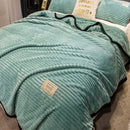 Europe Weighted Blanket Green Color Soft Flannel Blanket Single Queen King Warm Plaids for Beds Anti-Pilling