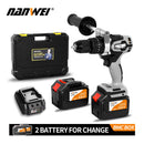 NANWEI 21V 13mm Cordless Drill Industrial Grade Brushless Impact Drill 1/2" Metal Auto-locking Chuck Ice Drill Fishing