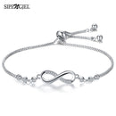 SIPENGJEL Fashion Stainless Steel Endless Love Infinity Chain Bracelets On Hand Adjustable Bracelets For Woman Party Jewelry