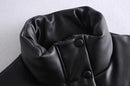 Black Stand Collar Vests Women Fashion Zipper PU Leather Coats Women Elegant Autumn Winter Short Vests Female Ladies