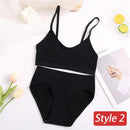 2PC Underwear Set Women Seamless Bra Set Wireless Bra Sexy High Waisted Female Underpants Comfortable Basic Bralette Lingerie