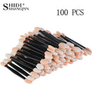 Hot Disposable 30/50/100PC Eye shadow Brush Makeup Dual Sided Sponge Nylon Set Eye Shadow Brushes For Cosmetic Applicator Makeup