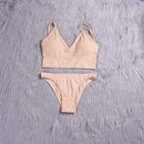 ATHVOTAR 2PCS Bra Sets Seamless Underwear Set Ribbed Bra Top Low-Waist Women Panties Female Bralette Lingerie New