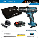 2 Speed Cordless Impact Drill 21V Electric Screwdriver Home Mini 1500 Mah 18650 Lithium Battery Wireless Rechargeable Hand Drill