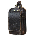 Real Leather men Casual Design Small Waist Bag Cowhide Fashion Hook Bum Bag Waist Belt Pack Cigarette Case 5.5" Phone Pouch 1609