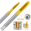 HSS Titanium Coating Screw Tap Drill Bit M2 M2.5 M3 M3.5 M4 M5 M6 M8 M10 M12 Metric Straight Flute Thread Tap Hand Tools
