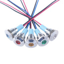 1pc 6mm 8mm 10mm 12mm Metal LED Warning indicator light Waterproof IP67 Signal Lamp Pilot Wires switch 3V 5V 12V 220V Red Blue