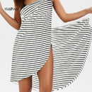 YILINHAN New Fashion Scarf Women Bathing Suit Bikini Swimwear Striped Sling Cover Up Backless Beach Maxi Dress Wrap Pareo