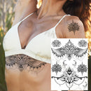 Sexy Black Henna Temporary Tattoos For Women Girls Body Art Decoration Fake Jewelry Chains Waterproof Mandala Flower Tatoos Kit