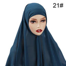 Muslim Chiffon Scarf For Women Fashion Veil Instant Hijab Wrap Headscarf Islam Solid Color Cap Musulman Wrap Scarves 25 Colors