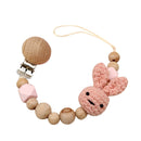 1pc Crochet Bunny Baby Pacifier Clip Chain BPA Free Wooden Beads Appease Soother Chain Clips Newborn Dummy Holder Nipple Clip