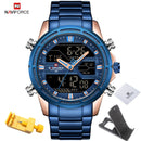 NAVIFORCE Watches for Men Luxury Brand Digital Chronograph Sport Quartz Wristwatch Waterproof Military Steel Band Luminous Clock