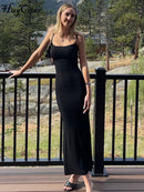 Hugcitar Satin Slip Sleeveless Backless Slim Sexy Maxi Dress 2022 Spring Women Party Y2K Concise Bodycon Elegant Clothing