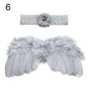 2pcs/set Cute Newborn Angel Feather Wings with Baby Girl Rose Flower Headband Hair Accessories for Infant Photography Props