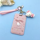 Kawaii Sanrio Keychain Cartoon Cat Sliding Card Holder Student Meal Card Bus Card Holder Lady Id Card Credit Card Holder Lanyard