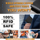 TEEHON Carbon Fiber Leather Men Wallet Coin Pocket RFID Credit Card Holder Half Span Design Black Purse