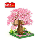 Mini Sakura Tree House Build Block City Street View Cherry Blossom Model Building Blocks DIY Toys for Children toy toy FOR GIFT