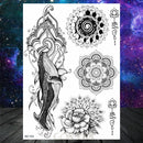 Sexy Black Henna Temporary Tattoos For Women Girls Body Art Decoration Fake Jewelry Chains Waterproof Mandala Flower Tatoos Kit
