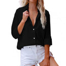 Sexy Fashion Fall Winter Lapel Solid Color Shirts Casual Long Sleeves Loose Cardigan Buttons Long Blouses Elegant Office Shirts