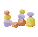 Wooden Rainbow Stones Building Blocks Colorful Wood Toy Block Stacker Balancing Games Montessori Educational Toys for Children