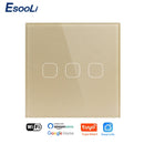 EsooLi Tuya Smart Life Glass Panel EU/UK Standard Touch Switch Zero/Single Fire Line Voice Control Light Wireless Wall Switch