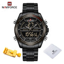 Luxury Brand NAVIFORCE Digital Sport Watch For Men Steel Band Waterproof Chronograph Alarm Clock Luminous Quartz Wrist watch Man