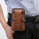 Men Leather Waist Bag Large Capacity Belt Bag Brown Shoulder Bags Crossbody Bags Multi-layer Buckle Mobile Phone Bag Bum Pouch