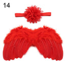 2pcs/set Cute Newborn Angel Feather Wings with Baby Girl Rose Flower Headband Hair Accessories for Infant Photography Props