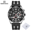 NAVIFORCE Luxury Watches for Men Fashion Silicone Strap Military Waterproof Sport Chronograph Quartz WristWatch Clock With Date