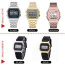 Rose Gold Silver Watches Men Women Electronic Digital Display Retro Style Clock Men&