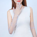 Fashion Long Sheer Tulle Gloves Ultra Thin Stretchy Full Finger Mittens Mesh Elbow Wedding Bride Gloves Halloween Accessory