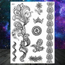 Sexy Black Henna Temporary Tattoos For Women Girls Body Art Decoration Fake Jewelry Chains Waterproof Mandala Flower Tatoos Kit
