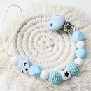 1pc Crochet Bunny Baby Pacifier Clip Chain BPA Free Wooden Beads Appease Soother Chain Clips Newborn Dummy Holder Nipple Clip