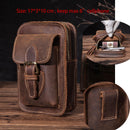 Real Leather men Casual Design Small Waist Bag Cowhide Fashion Hook Bum Bag Waist Belt Pack Cigarette Case 5.5" Phone Pouch 1609