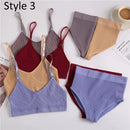 2PC Underwear Set Women Seamless Bra Set Wireless Bra Sexy High Waisted Female Underpants Comfortable Basic Bralette Lingerie