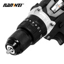 NANWEI 21V 13mm Cordless Drill Industrial Grade Brushless Impact Drill 1/2" Metal Auto-locking Chuck Ice Drill Fishing