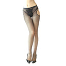 Sexy Solid Striped Elastic High Waist Transparent Stockings Lingerie Garter Fishnet Pantyhose Open Crotch Tights