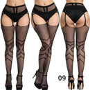Sexy Solid Striped Elastic High Waist Transparent Stockings Lingerie Garter Fishnet Pantyhose Open Crotch Tights