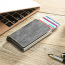 Custom Name Business Bank Credit Card Holder Men Wallet Coin Leather Wallet RFID Aluminium Box CardHolder with Money Clips Purse