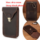 Real Leather men Casual Design Small Waist Bag Cowhide Fashion Hook Bum Bag Waist Belt Pack Cigarette Case 5.5" Phone Pouch 1609