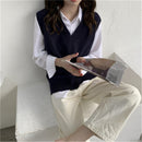 Fashion Autumn Winter Sleeveless Sweaters Vest Women V-neck Solid Simple Slim All-match Casual Korean Style Teens Sweater Tops
