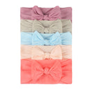 3/4/5/6Pcs/set Cute Bowknot Baby Headband Turban Solid Color Newborn Baby Girls Elastic Hair Bands Soft Nylon Hair Accessories
